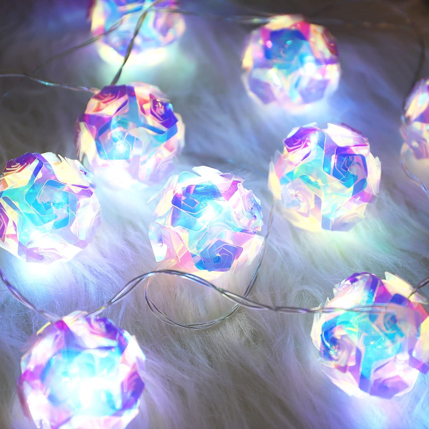AceList 20 LED Globe Disco Ball Mirror String Lights, 10ft USB&Battery Powered Fairy Lights, Eid Ramadan Decoration Lighting for Mother's Day Gifts, Tree Decor Outdoor Indoor Patio Party Garden