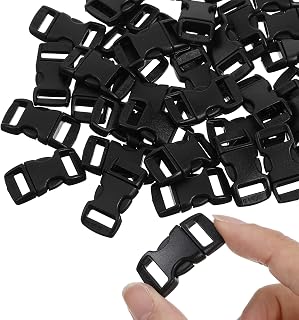 100Pcs Paracord Buckles, 1.14In Plastic Paracord Bracelet Clasps and Closures Quick Release Clips Breakaway Claps for Paracords Bracelets Dog Collar DIY Crafts Connectors, Easy to Use & Durable, Black