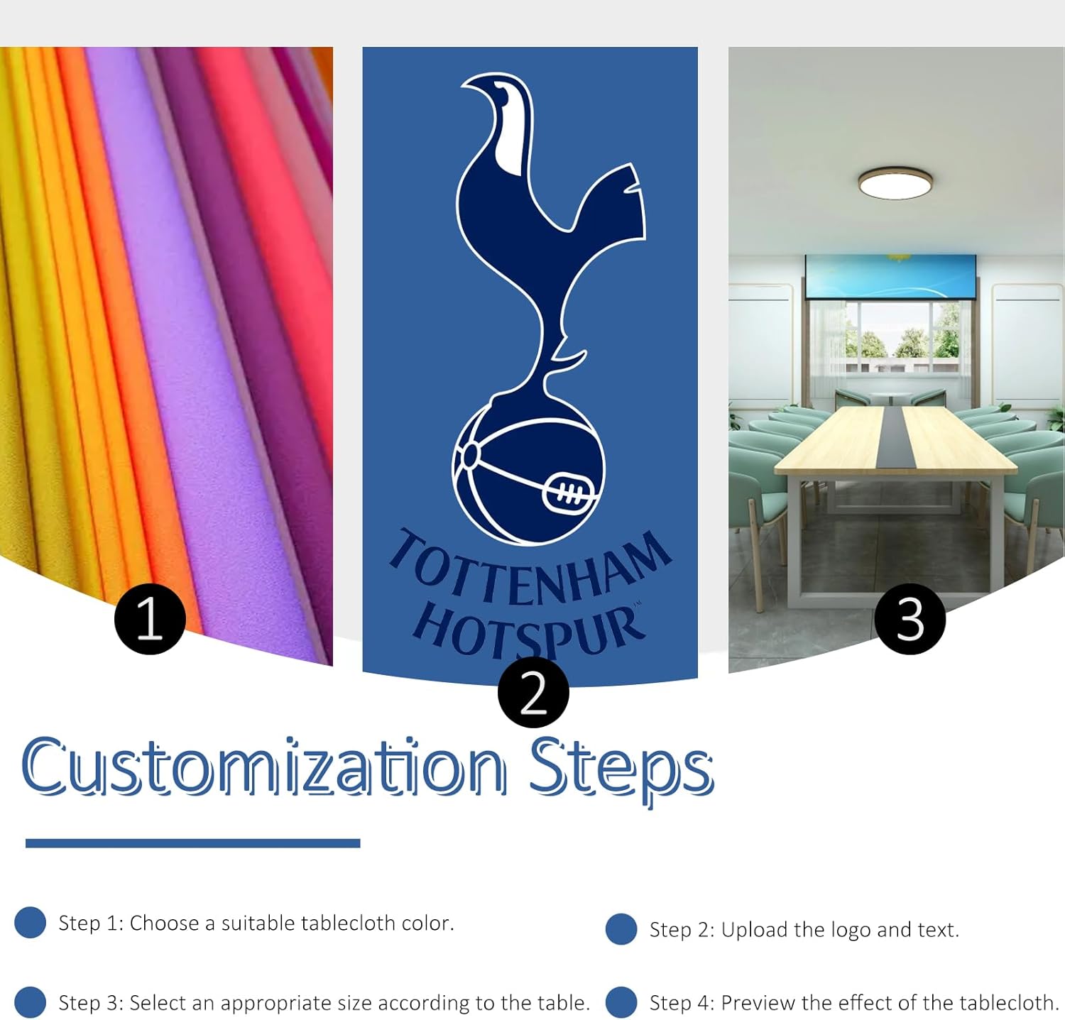 Custom Table Cloth with Business Logo (5FT Open Back) Personalized Table Cloths, Custom Tablecloth for Tradeshow Events/Company/School/Associations/Shop/Birthday/Wedding