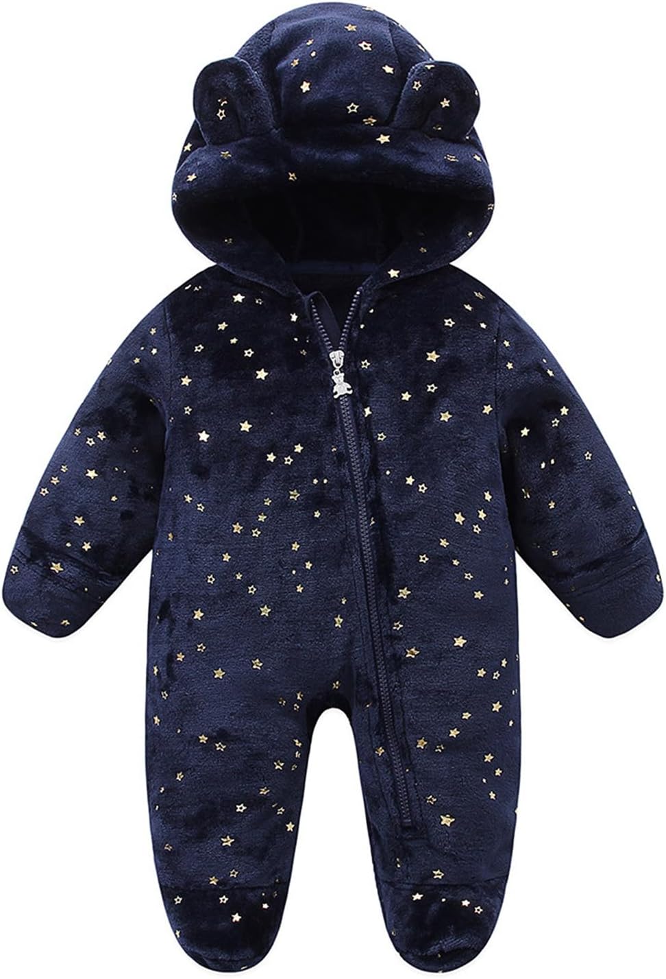 WYTbaby Baby Snowsuit Fleece Hooded Romper Toddler Footed Jumpsuit Onesie Thin Fall Winter Outfits