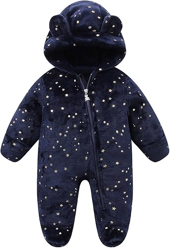 WYTbaby Baby Snowsuit Fall Fleece Hooded Footed Romper for Newborns