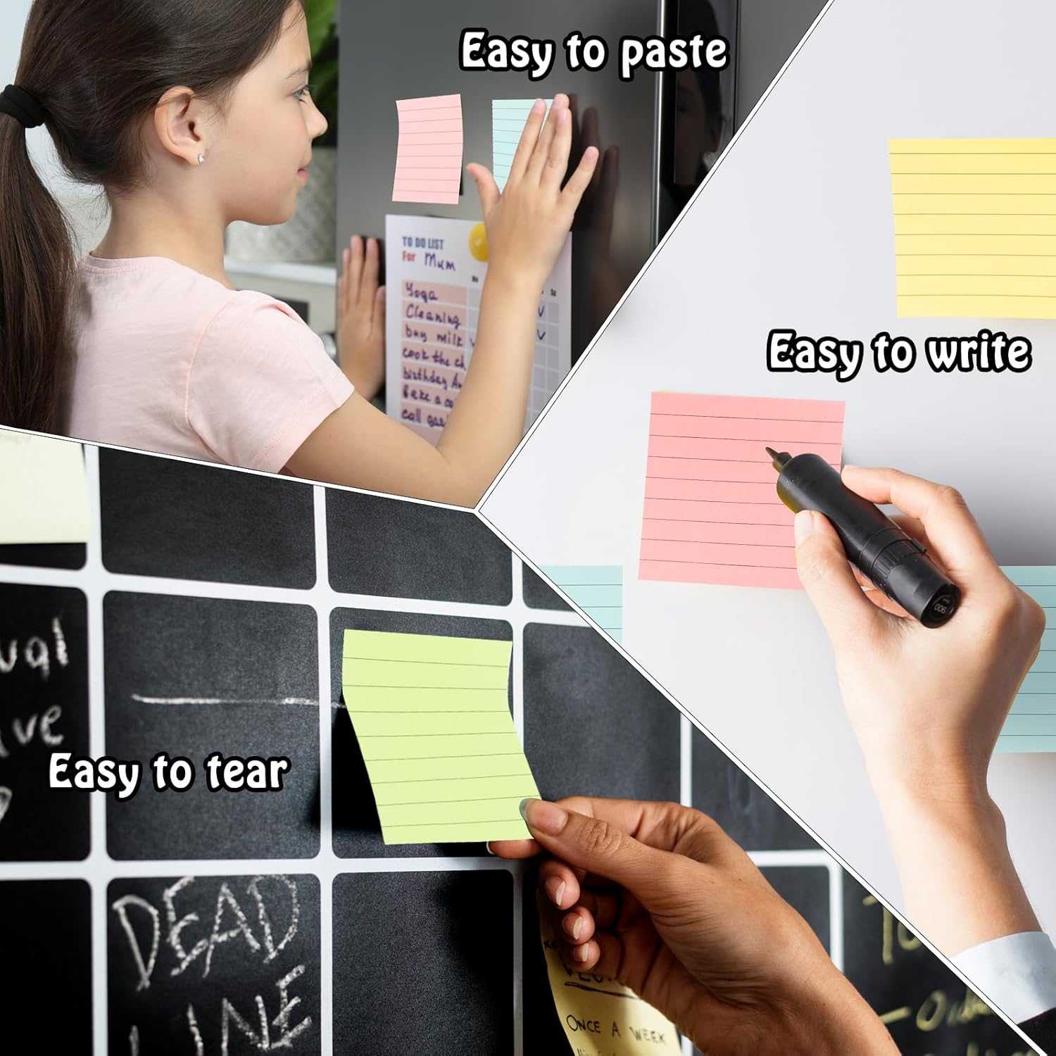 Fainne 120 Pack Sticky Notes Bulk 3x3 Inch Self Stick Note Pads 50 Sheets/pad, Multicolor Paper Memo Lined Adhesive Notes for Teacher Office Home Meetings Notebook Walls Doors Windows Supplies