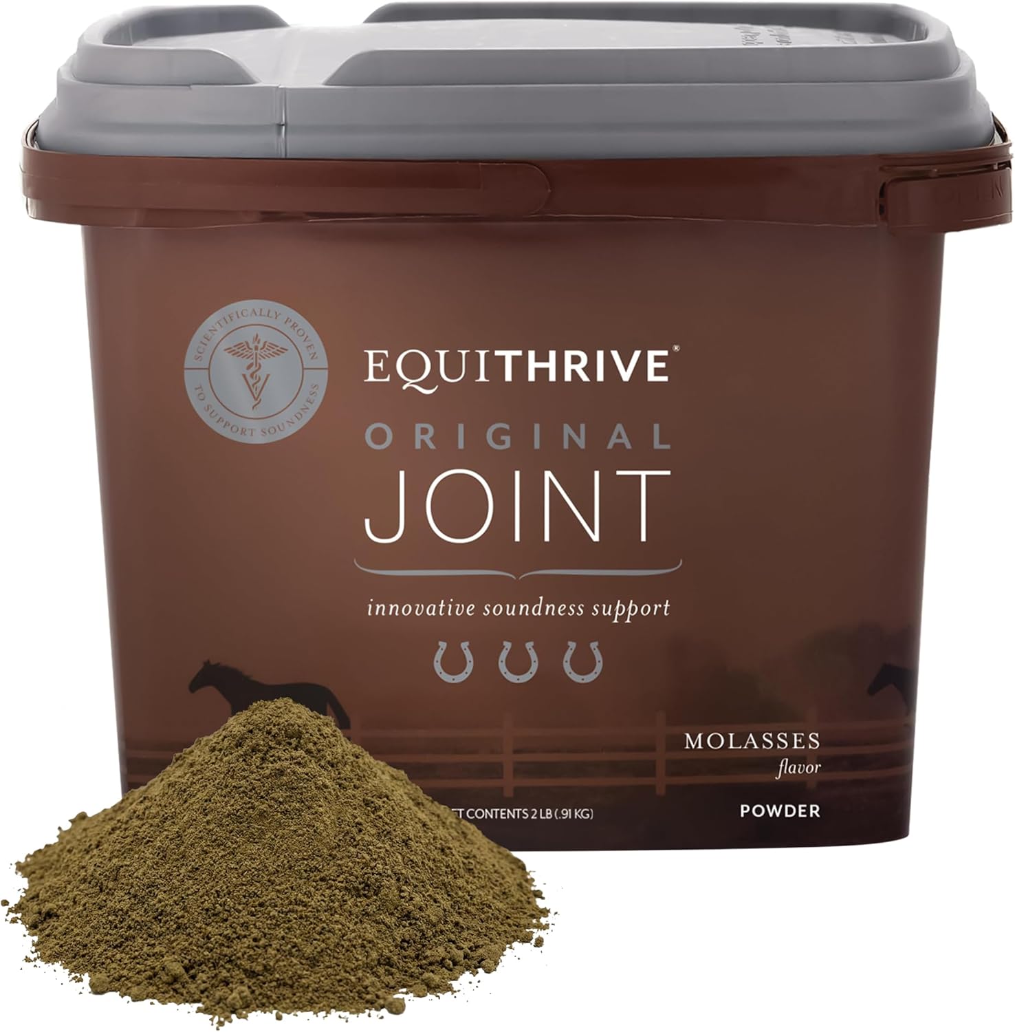 Equithrive Original Joint Supplement Powder with Resveratrol and Hyaluronic Acid for Horses, Equine Care, Molasses Flavor, 2 lbs