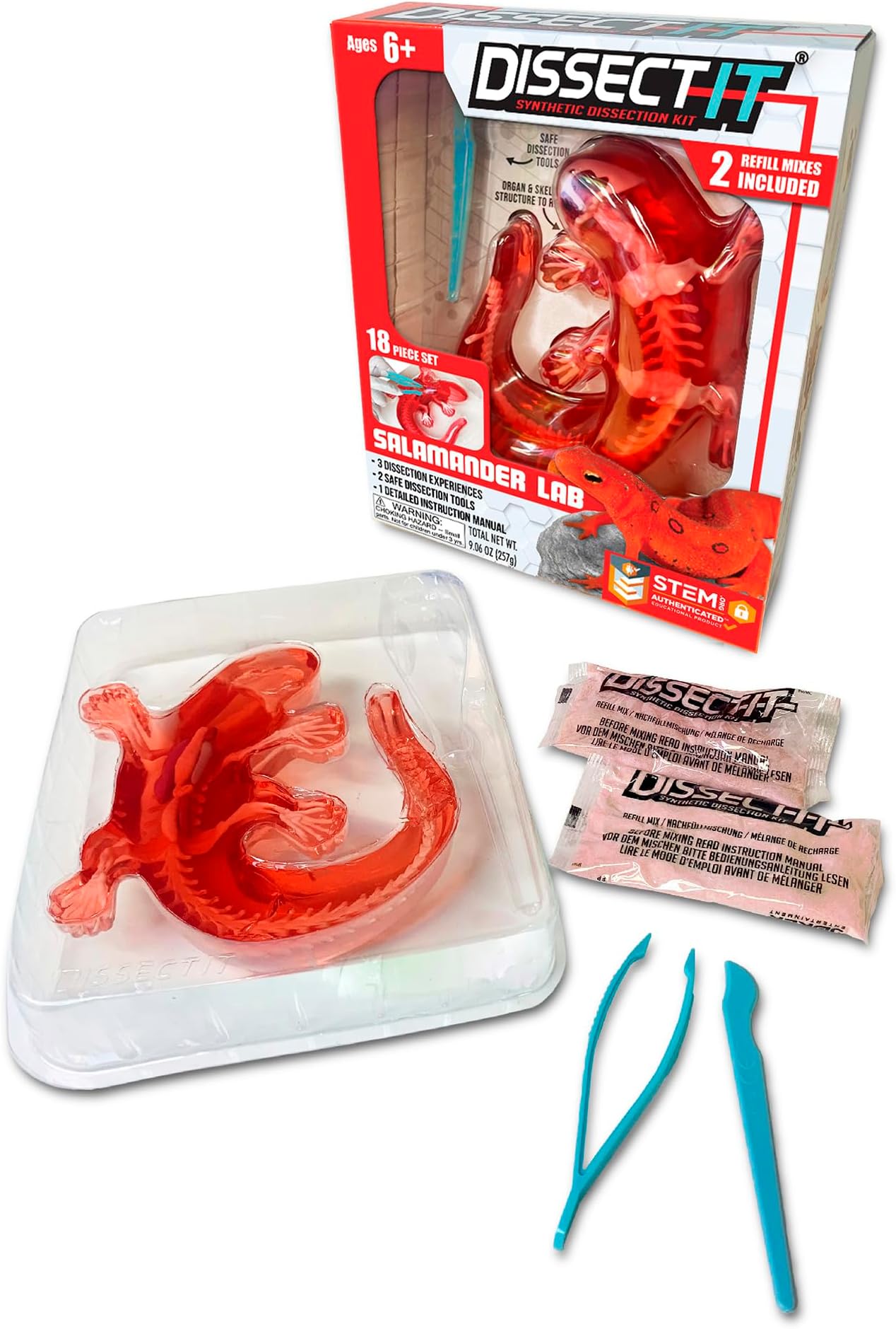 Dissect-It Simulated Synthetic Lab Dissection Toy, STEM Projects for Kids Ages 6+, Animal Science, Biology, Anatomy Home Learning Kit, Great for Young Scientists! - Salamander
