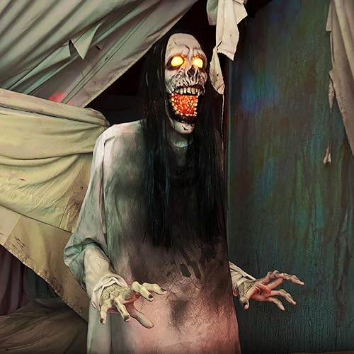 Miniatura 3 de Haunted Hill Farm Tekky - Prisionero de Thrashing activado por movimiento por Tekky, animatronic sentado de Halloween para interiores o exteriores