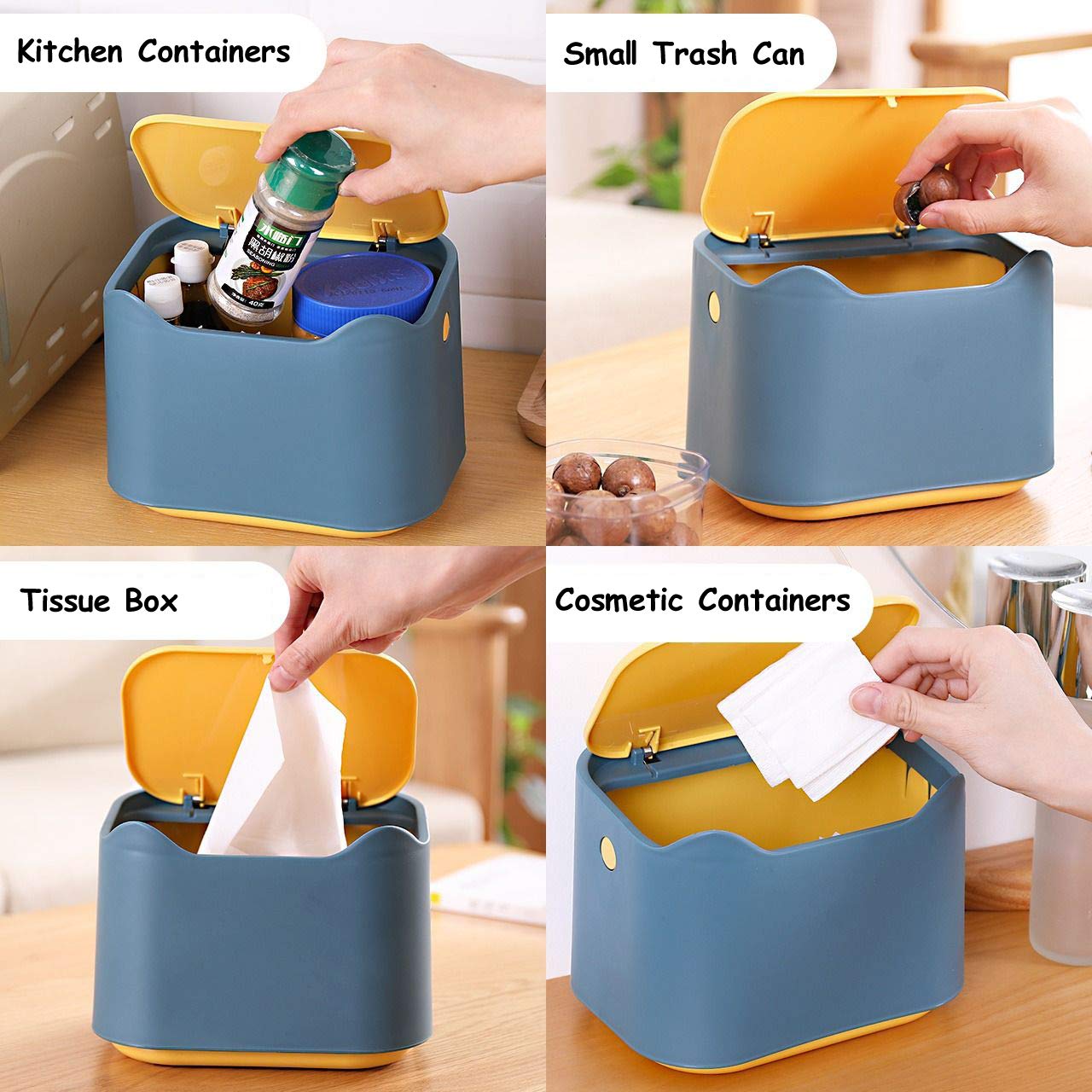 Small desk bin mini waste bin with lid kids dustbin trash can for