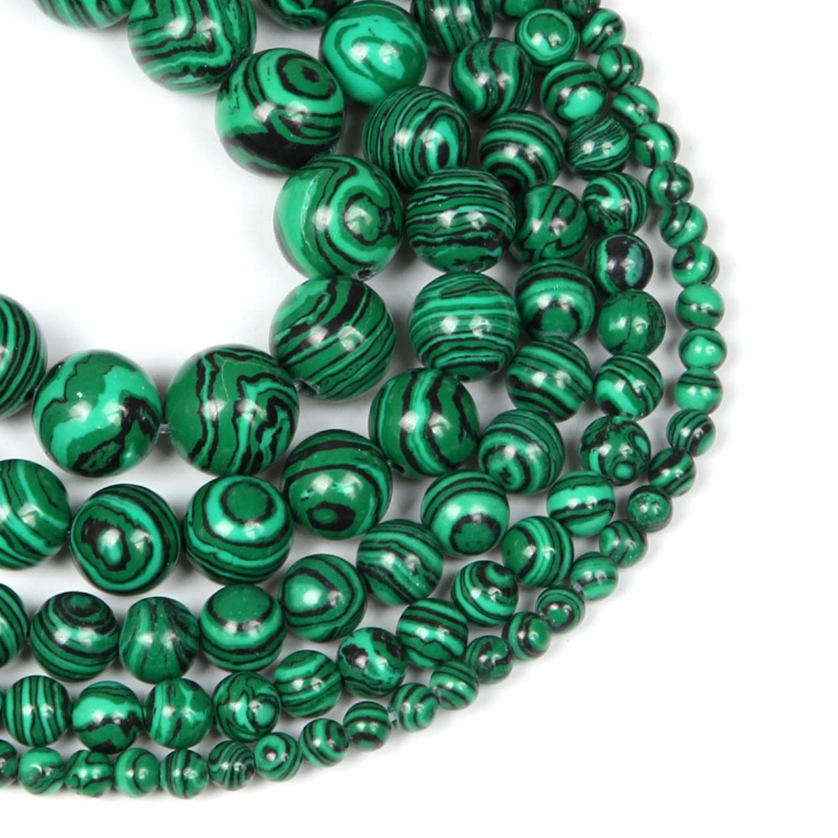 95 Perline Finto Malachite Verde 4mm Per Bigiotteria Fai Da Te - Creazione Bracciali E Collane - 3