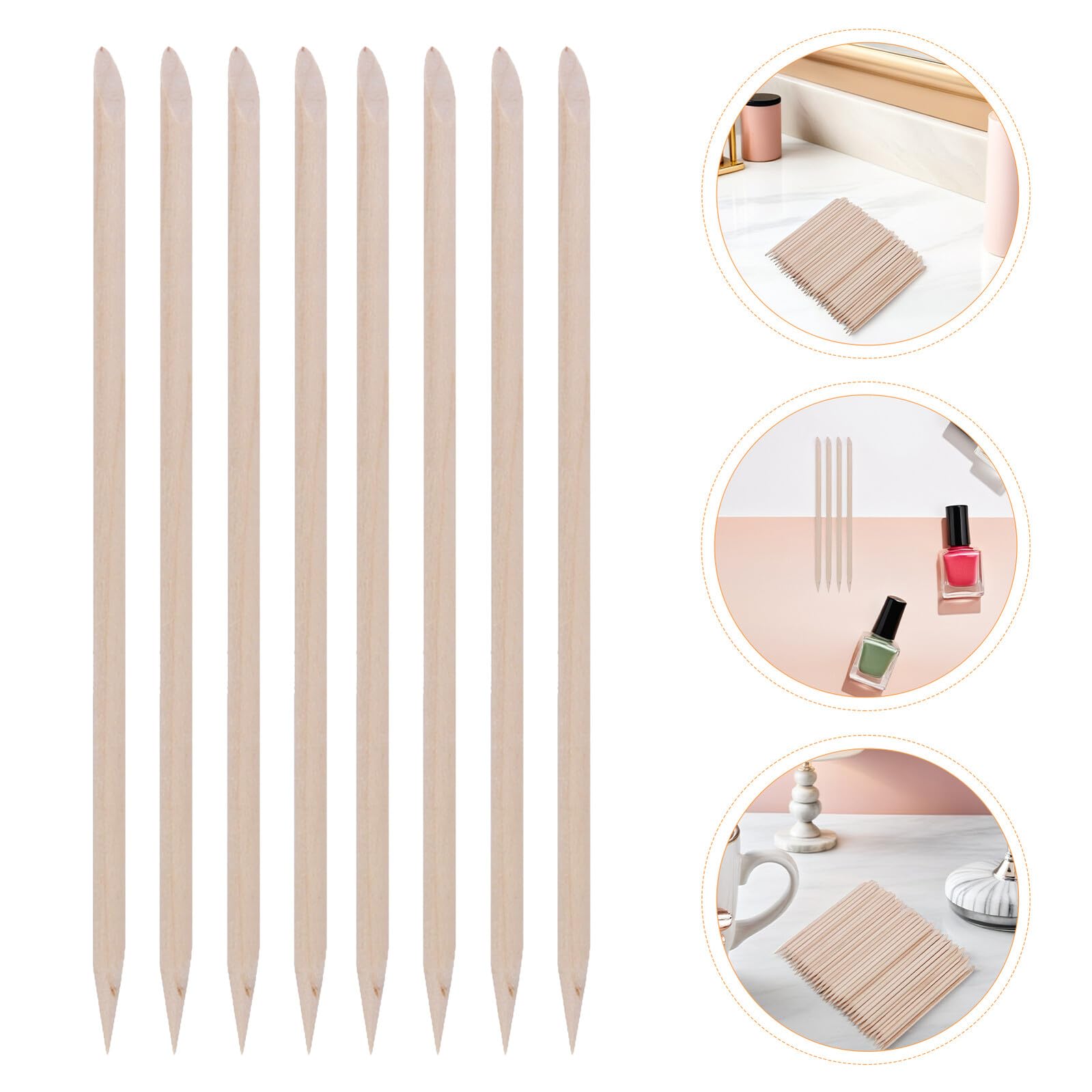 Angoily Bambus Nagelhautschieber Doppelseitig 114cm Maniküre Pediküre Zubehör Einweg Nagelpflegestift für Nagelhautentfernung und Nagelpflege Zuhause und Nagelstudio
