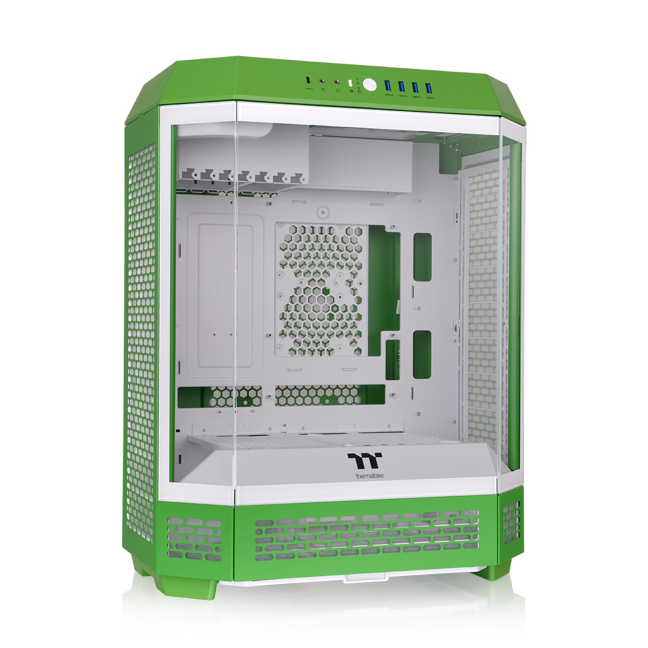 Thermaltake Tower 600 Mid Tower; 2x140mm CT Fans Included; 420mm Radiator Support; 400mm GPU Clearance; Hidden Connector Support; Rotatable PCIe Slots; Light-Year Green; CA-1Z1-00MOWN-00