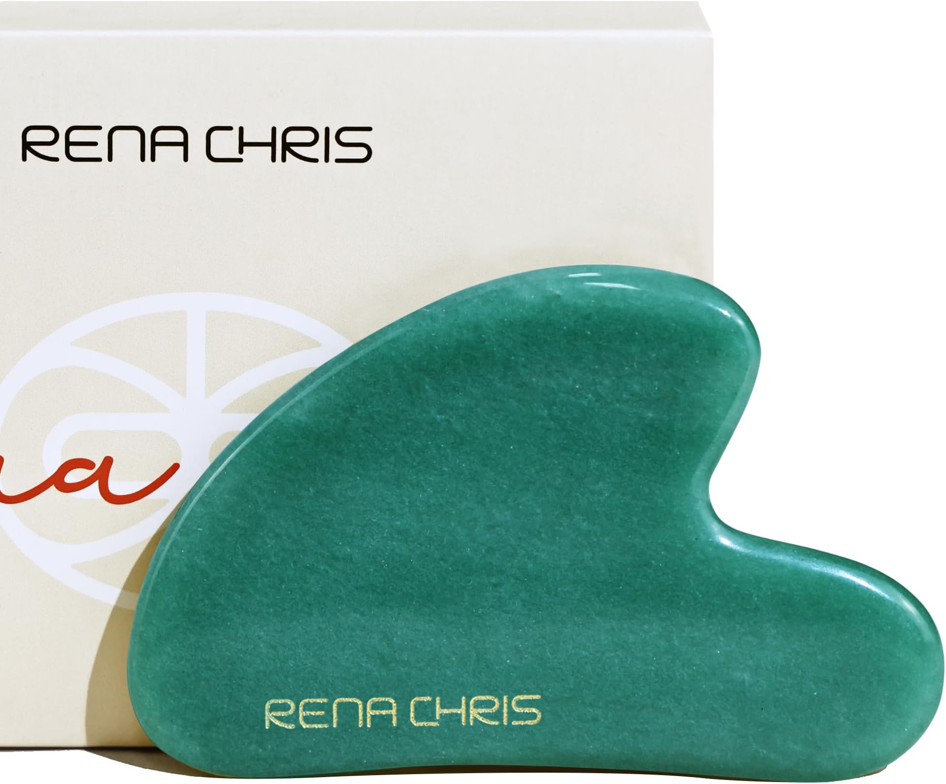 Rena Chris Gua Sha Facial Tools, Green Aventurine Guasha Tool for Acupuncture, Manual Massage Sticks for Jawline Sculpting and Puffiness Reducing, Gua Sha Facial Massage Tool, Skin-Care Gift