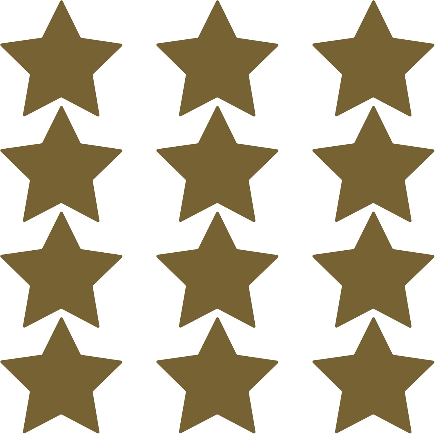 LiteMark Durable Gloss Finish Metallic Gold 4 Inch Star Decal Stickers | Great for Floors, Ceilings, Walls, Laptops, and Most Smooth Surfaces | (Pack of 12 Stars)