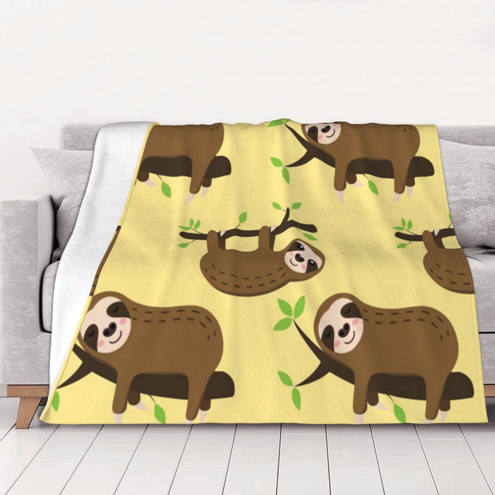 Couverture paresseux en flanelle douce pour canapé et lit