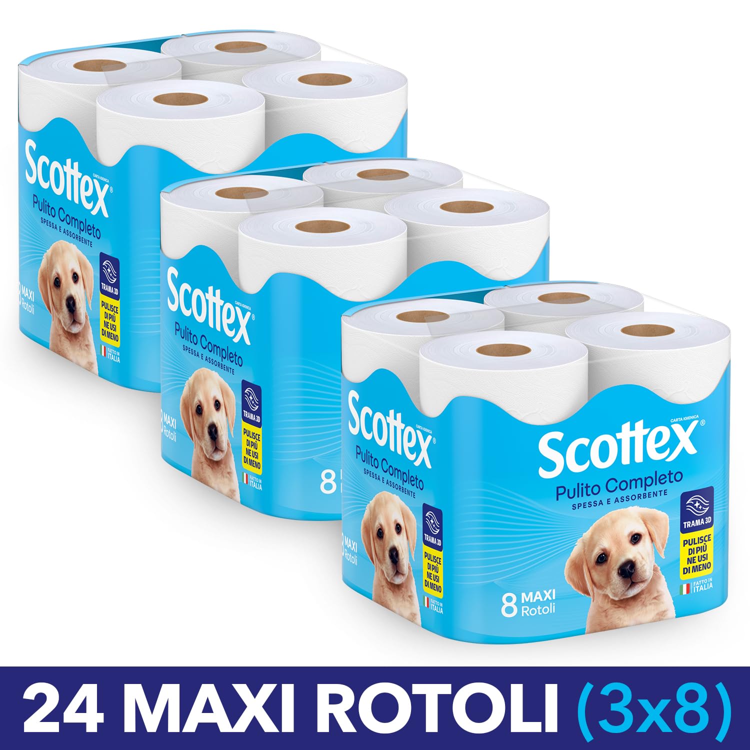 Scottex Carta Igienica, Formato Salvaspazio, Confezione 100% Riciclabile, Fatto in Italia, 24 Rotoli