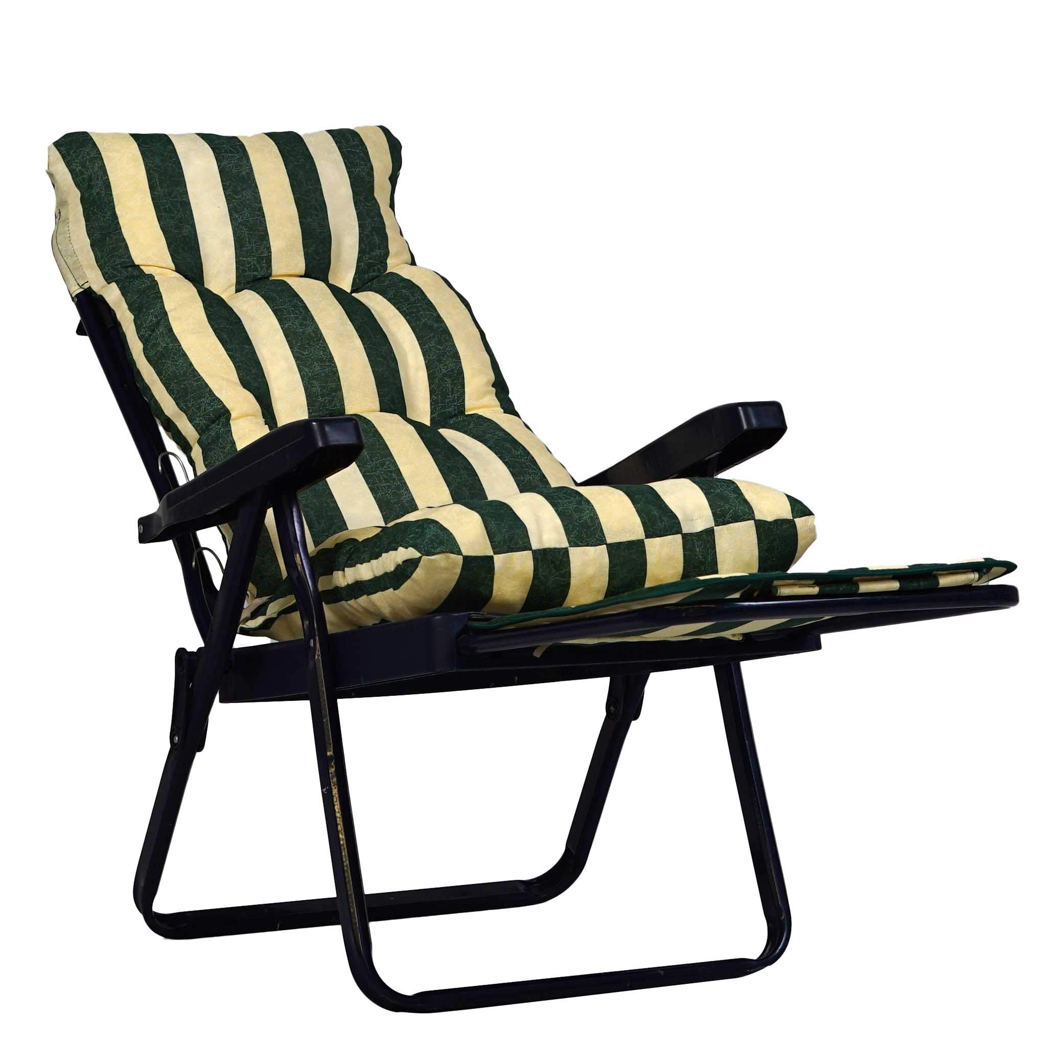 TECNOWEB Ricambio Cuscino Rettangolare Super Imbottito per Sdraio con Carrello - Telaio Non Incluso Colore: Rigato Ecru Verde