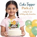 Propsicle Jungle Safari Animal Cake Topper – Happy Birthday Cardstock Decoration for Kids Birthday Cake, Lion Giraffe Elephant Monkey Theme Party (1 Pc) gallery image