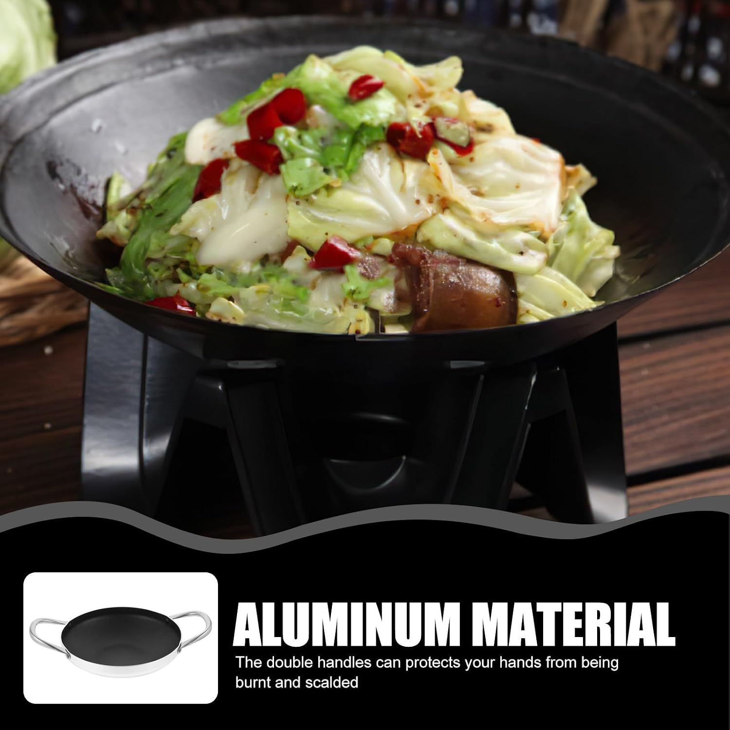 Double Handle Cooking Pot Aluminum for Seafood Cooking Pan