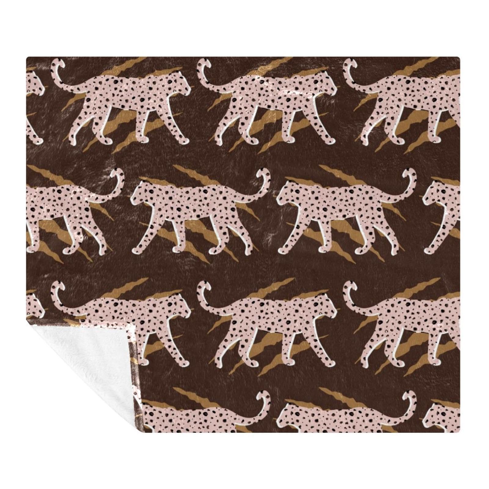 Couverture polaire microfibre légère anti-froid grand plaid rose léopard