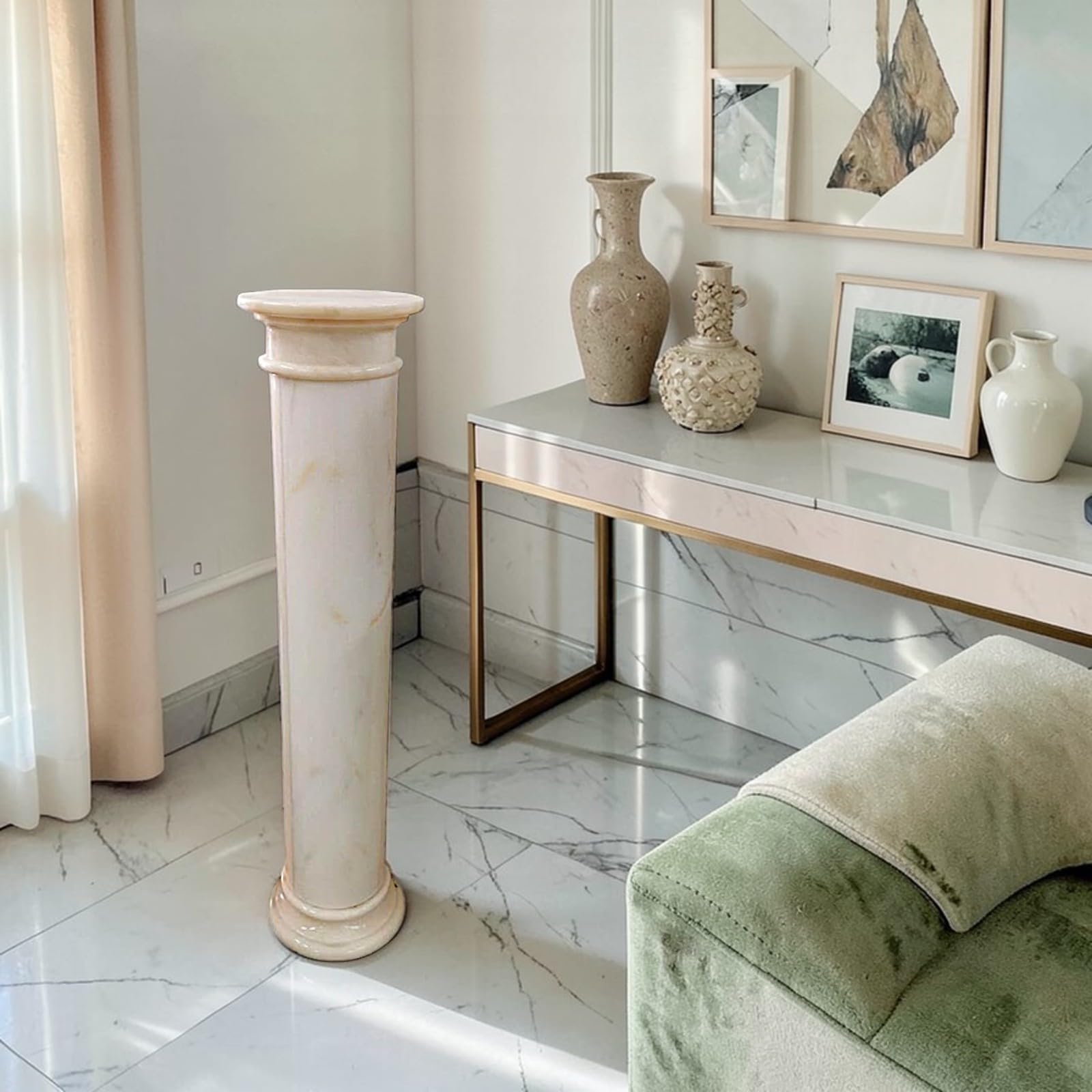 Columna de mármol blanco Carrara White Marble Classic Column H 104 cm.