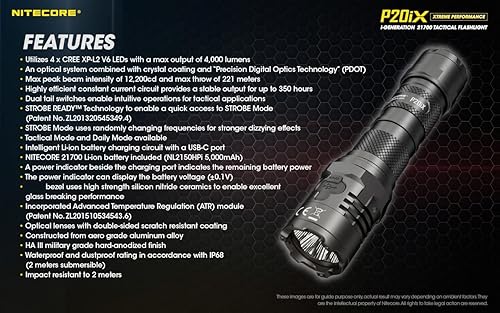 Miniatura 9 de EdisonBright Nitecore P20iX 4000 lúmenes USB recargable linterna táctica adaptador de carga