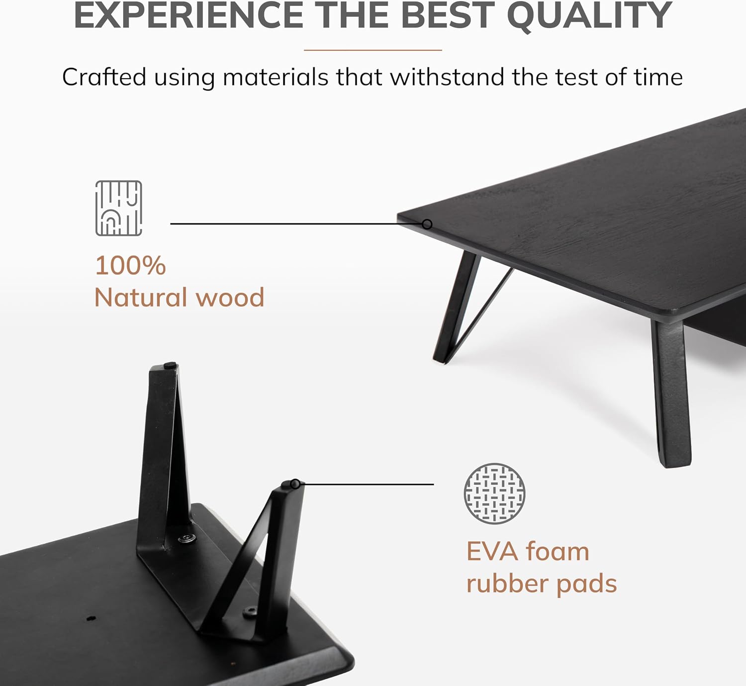 Anji Mountain Monitor Stand - Desktop Organizer & Laptop Riser, Ergonomic Monitor Riser, Space-Saving Monitor Stand for Desk, Durable Construction, Easy Assembly, Ideal for Home & Office,Black