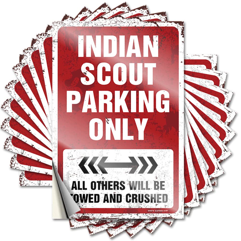 Stickers Funky Outdoor Deck Decor Waterproof - Indian Scout Parking Only Case Self Adhesive Decal for Antimicrobial Use(8X12CM)