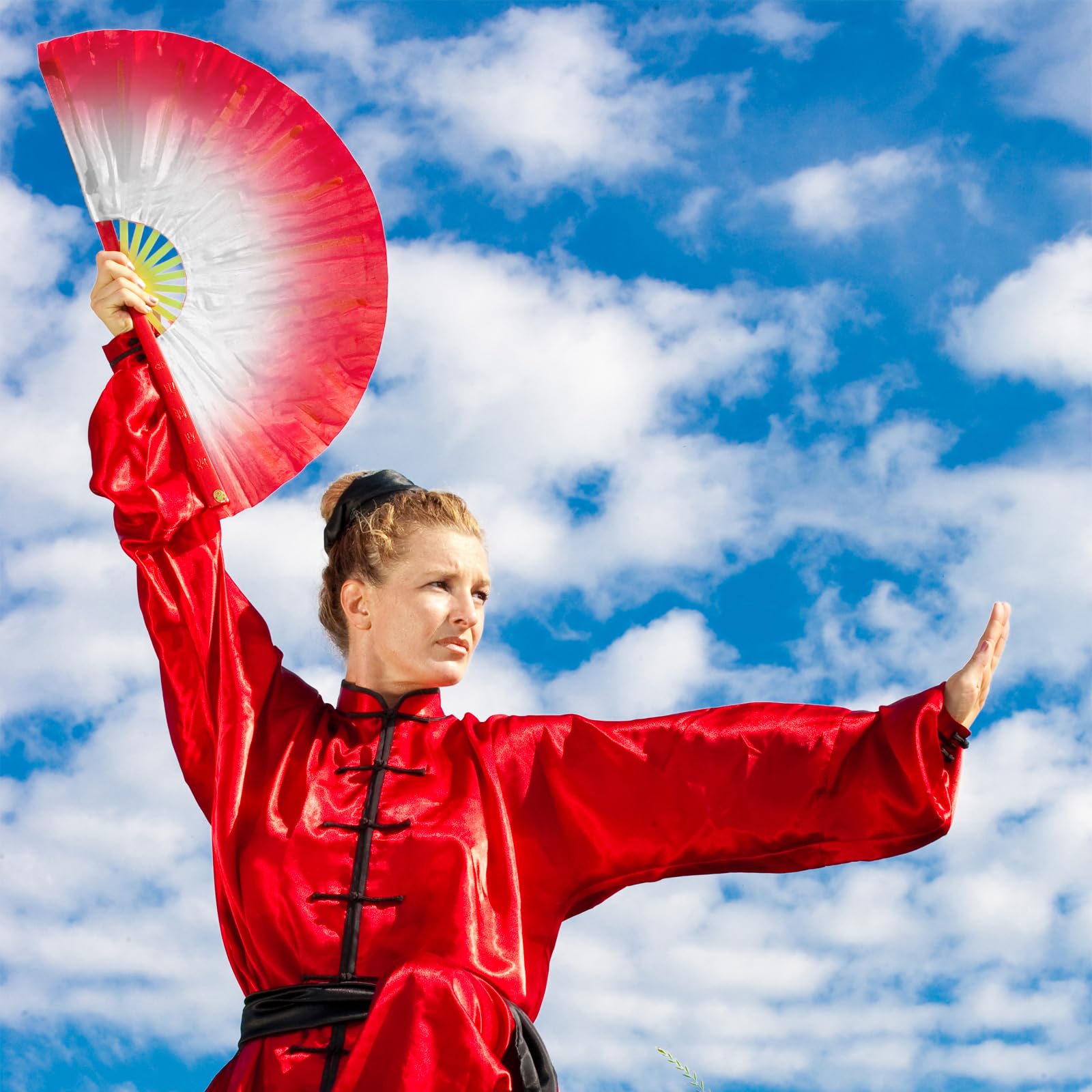 Éventail de Danse du Ventre en Soie, éventails colorés pliants dansants, éventails en Voile de Soie Artificielle, éventails Longs pliants en Soie imité, éventails en Tissu pour Danser