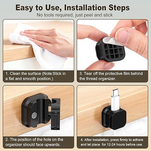 Miniatura 5 de Paquete de 6 clips magnéticos para cables, soporte organizador de cables con adhesivo fuerte, gestión de cables de escritorio para el hogar,