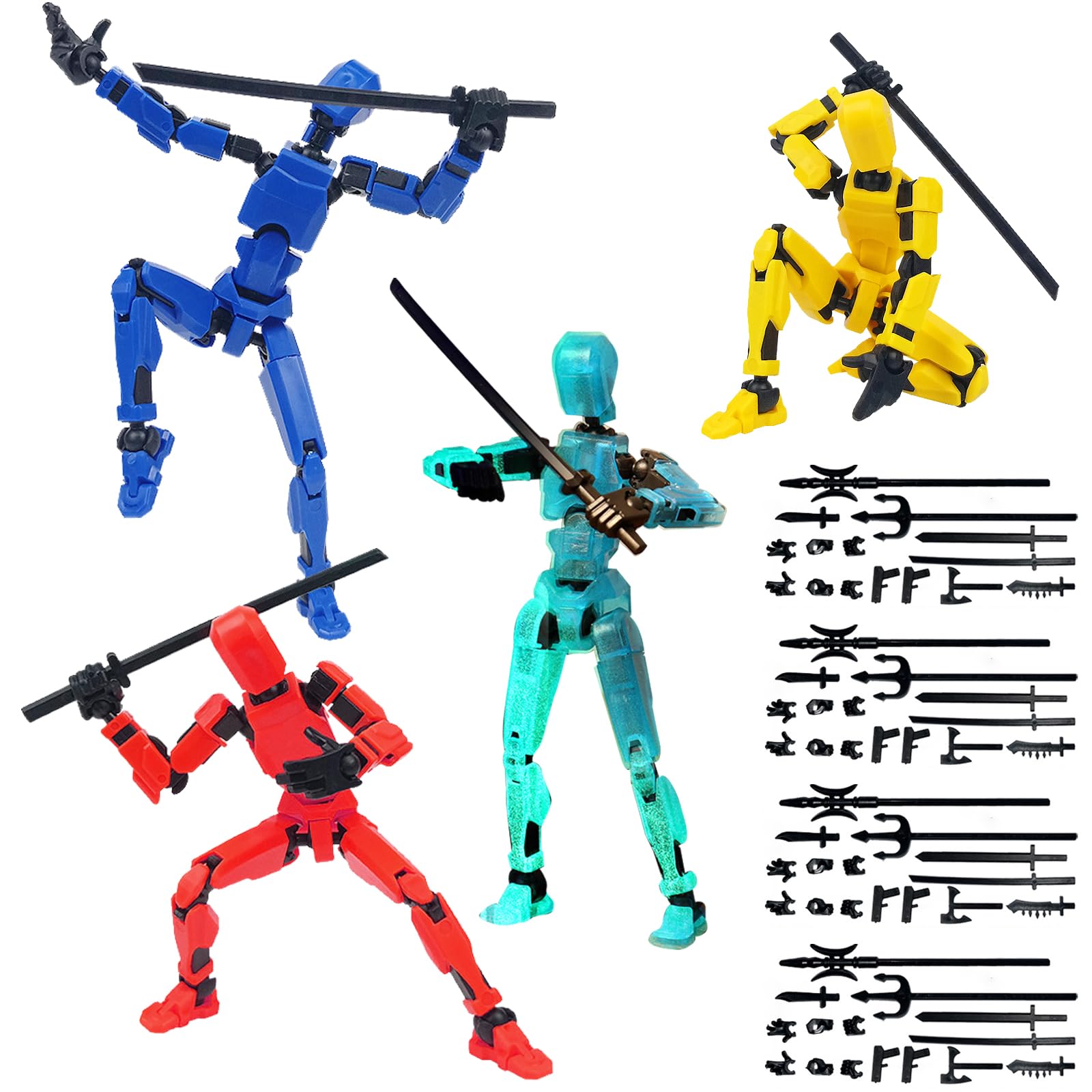 2 Figuras De Acción Robot T13 En 3D | Articulaciones Múltiples, Desmontables – Con Armas, Decoración De Escritorio Y Juguete Para Gamers