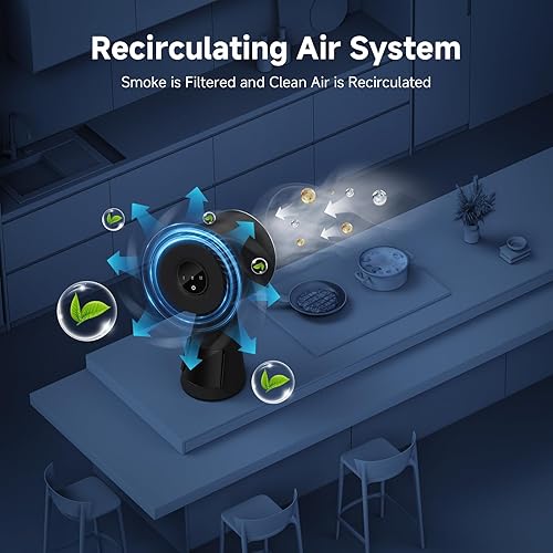 Miniatura 3 de AAOBOSI Campana extractora portátil, campana extractora de escritorio con calibre más grande, ventilador de cocina de 3 velocidades, bajo ruido,