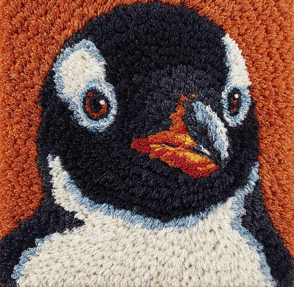 Beginner Latch Hook Cushion Kit,Penguin Decor Pillow Cover 43X43Cm