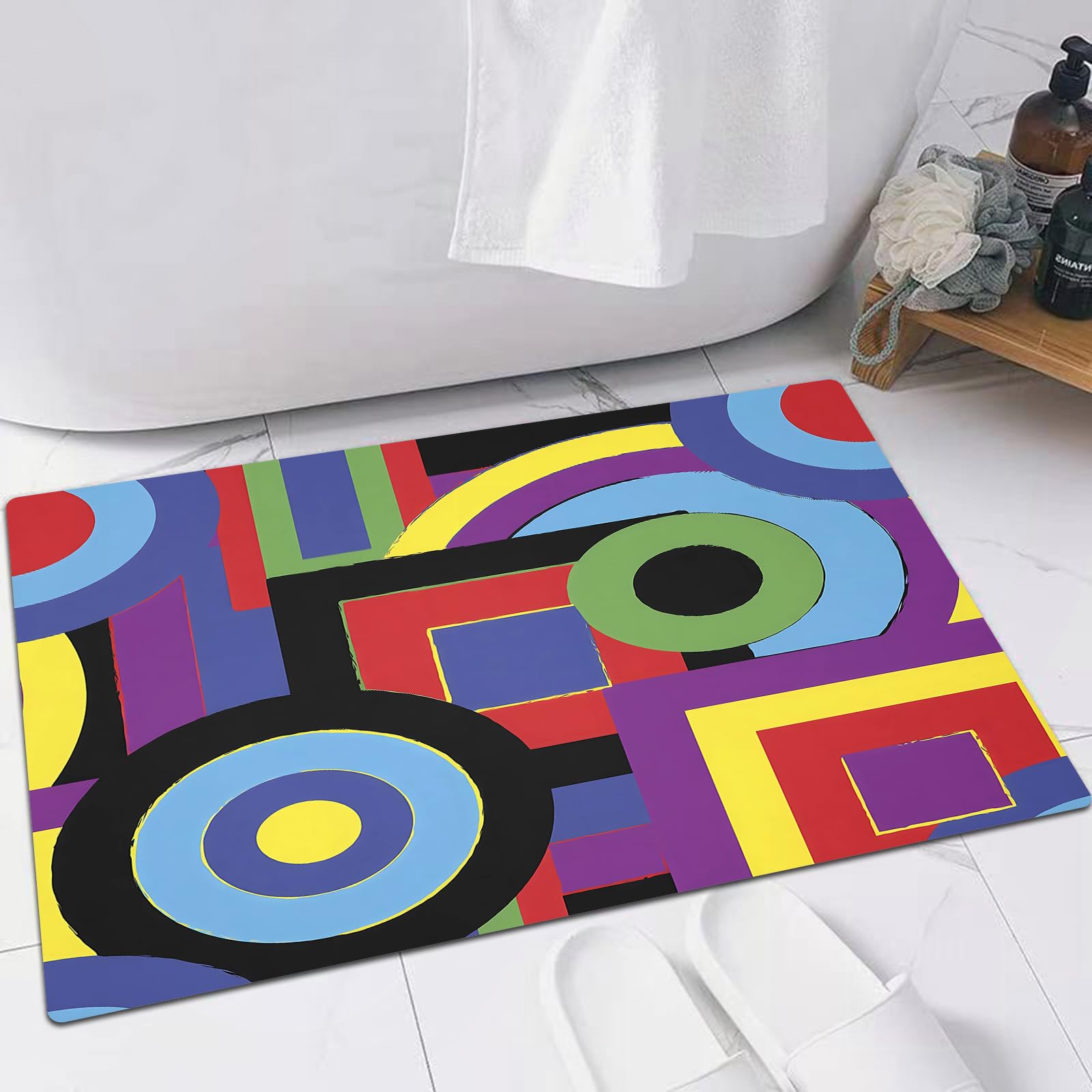 EMFSLA Bath Mat 24x35 in,Bright psychedelic seamless pattern; vector format,Non-Slip Bathroom Mat Machine-Washable,Ultra Soft and Water Absorbent Bath Rug for Bathroom