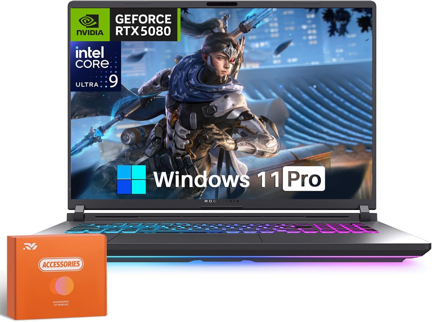 ASUS ROG Strix G18 Gaming Laptop, NVIDIA GeForce RTX5080 16 GB GDDR7, Intel Ultra 9 275HX, 18” ROG 2.5K 240Hz, 64 GB DDR5 RAM 8 TB SSD, Wi-Fi 7, Windows 11 Pro, Microsoft Copilot, w/Accessories