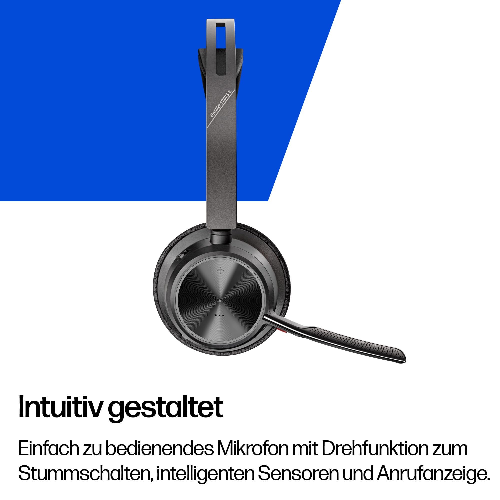 Poly Voyager Focus 2 USB-C Headset mit Ladestation und USB-A/C Adapter – Bluetooth, ANC, Acoustic Fence Technologie, bis zu 25 Stunden Sprechzeit (Generalüberholt)