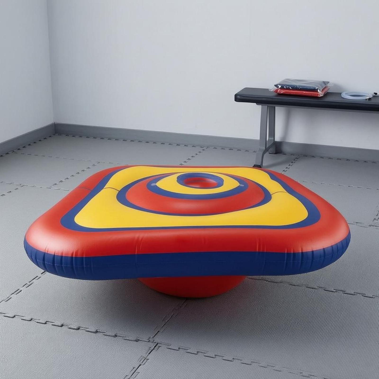 harayaa Inflatable Balance Seesaw Tavola d'Equilibrio Gonfiabile Altalena Oscillante Piattaforma Bilanciamento Base Quadrata Struttura in PVC per Gioco