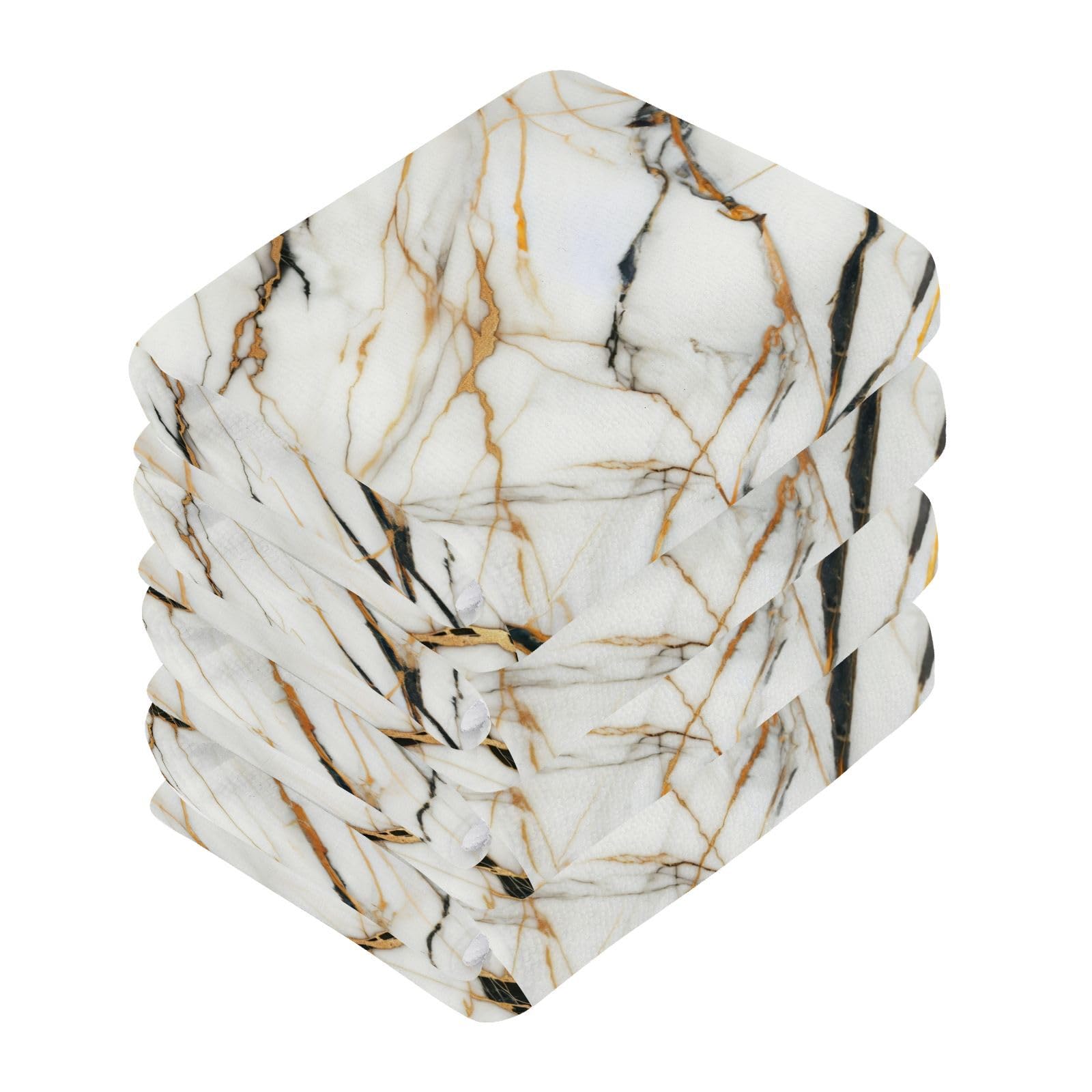 YANENDIE White Marble Washcloths Towels, Highly Absorbent and Soft Cotton Face Cloths, 6 Pack Quick Dry Wash Cloths - 12 X 12 Inches