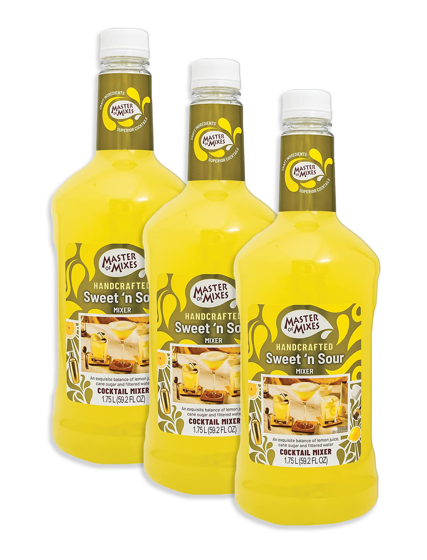 Master of Mixes Sweet N' Sour Drink Mix, Ready To Use, 1.75 Liter Bottle (59.2 Fl Oz), Pack of 3