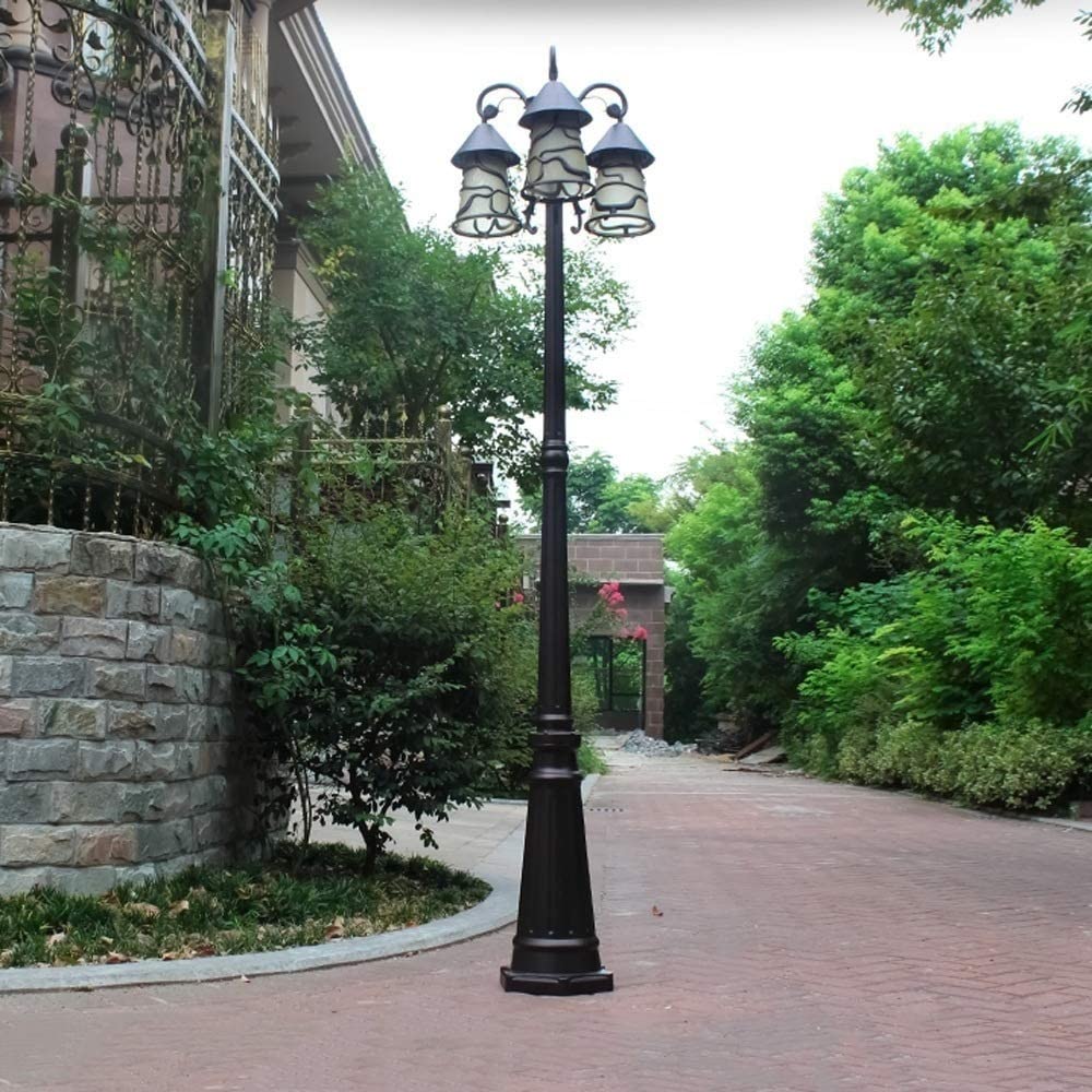 Wodoodporna duża lampa kolumnowa z 3 głowicami do nowoczesnego oświetlenia zewnętrznego w ogrodach, ulicach i ogrodzeniach