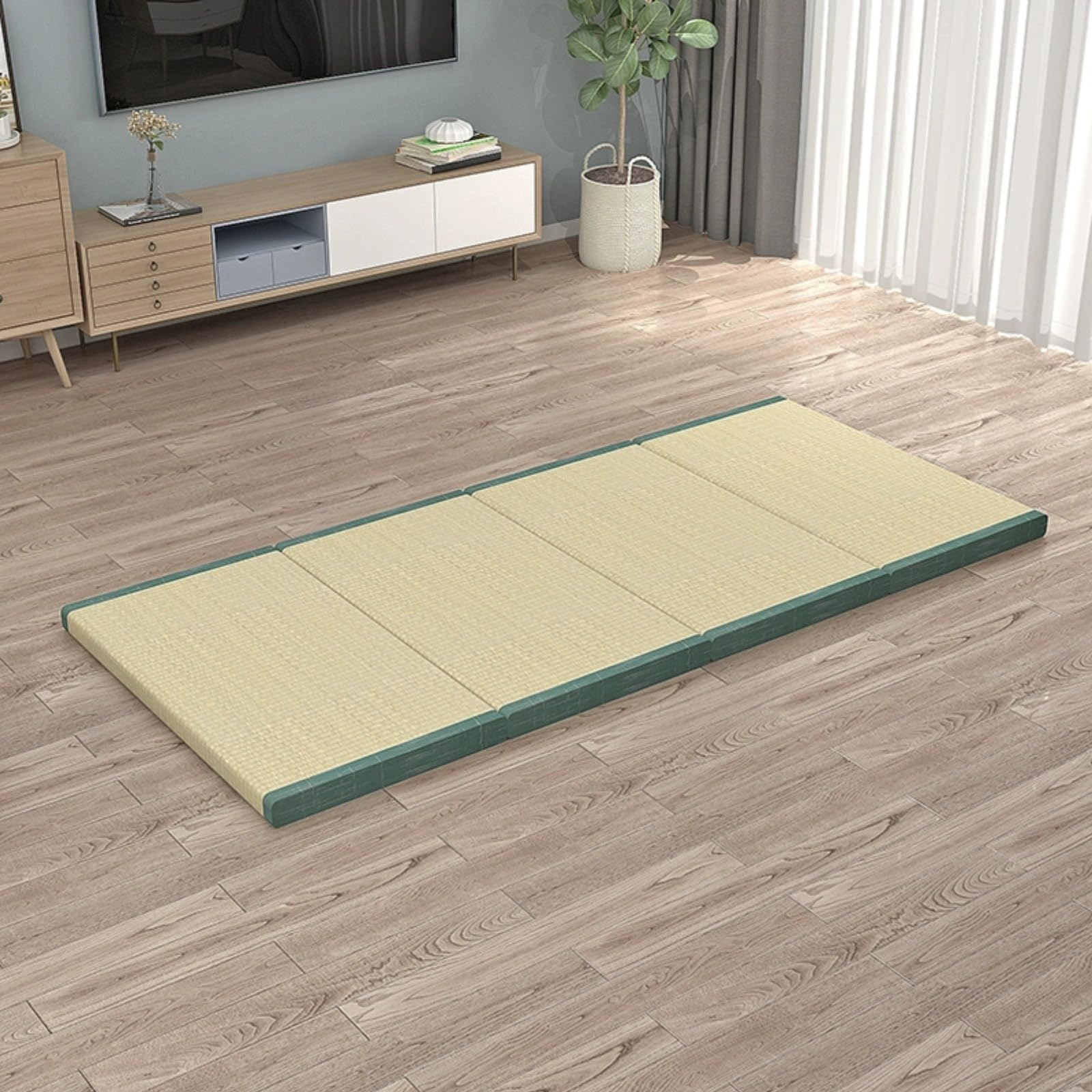 Matelas Tatami Reed, Tapis de Sol Pliable Multifonctionnel Design Japonais Idéal pour Camping en Plein Air Yoga Cérémonie Thé Classique et Pratique