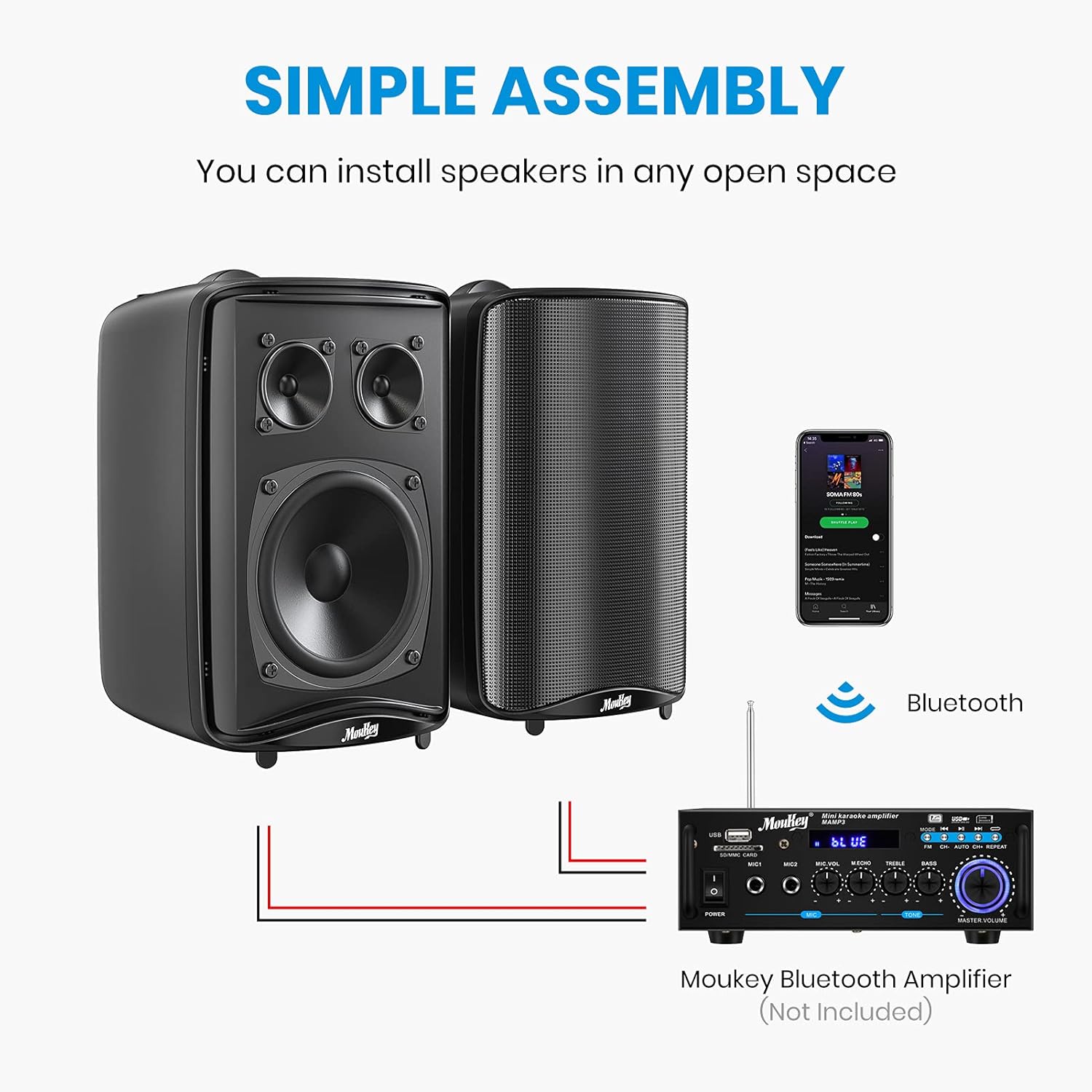 Buy Moukey Passive 3Way Indoor Outdoor Speakers Pair, Waterproof