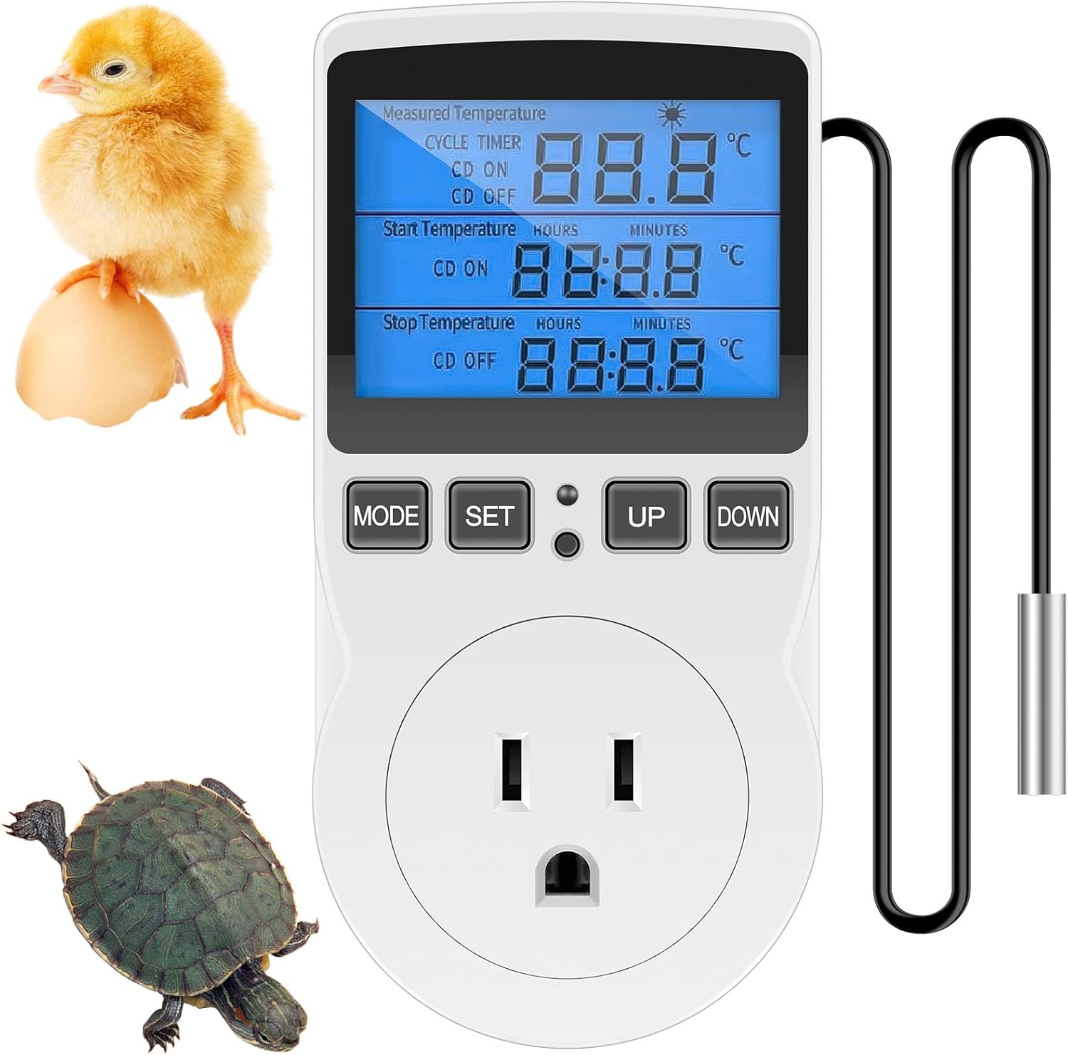 Digital Temperature Controller Socket, Safe Digital Thermostat Timer Outlet, LCD Display Heating Cooling Control Timer Plug, Smart Plug in Temp Controller for Home Fermenter Terrarium 1800W 15A/120V Digital Temperature Controller Socket, Safe Digital Thermostat Timer Outlet, LCD Display Heating Cooling Control Timer Plug, Smart Plug in Temp Controller for Home Fermenter Terrarium 1800W 15A/120V