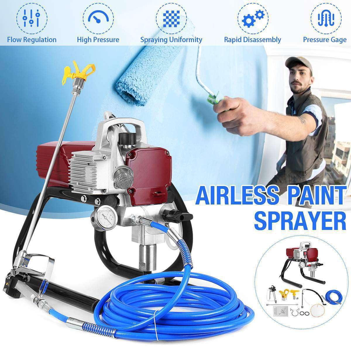 Spruzzatore airless per verniciatura a parete, 2300 W, elettrico ad alta pressione, finitura professionale