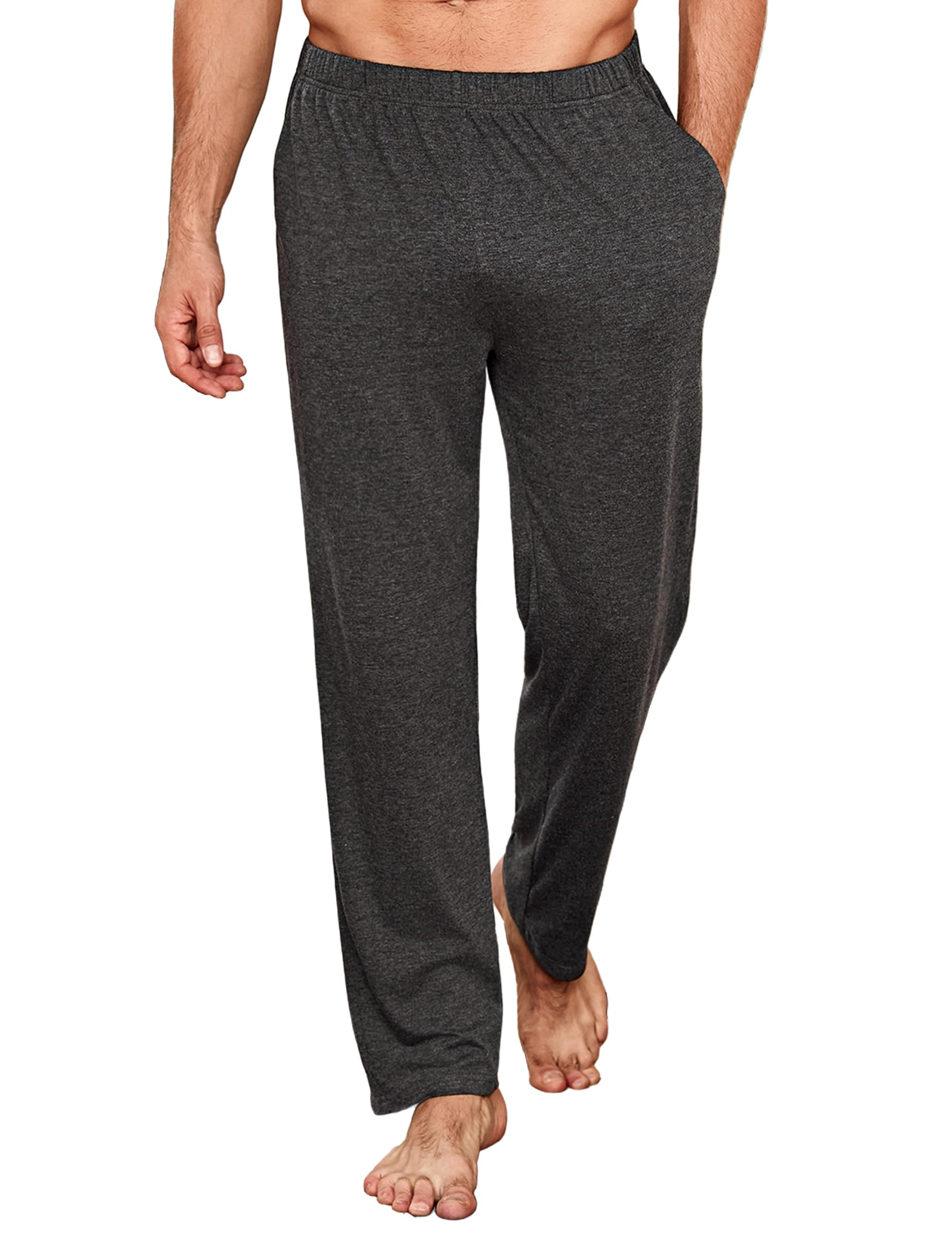 Uniexcosm Schlafanzughose Herren Lang Einfarbige Pyjamahose Baumwolle Schlafhose Freizeithose Haushose Pyjamaunterteil für Männer mit Taschen