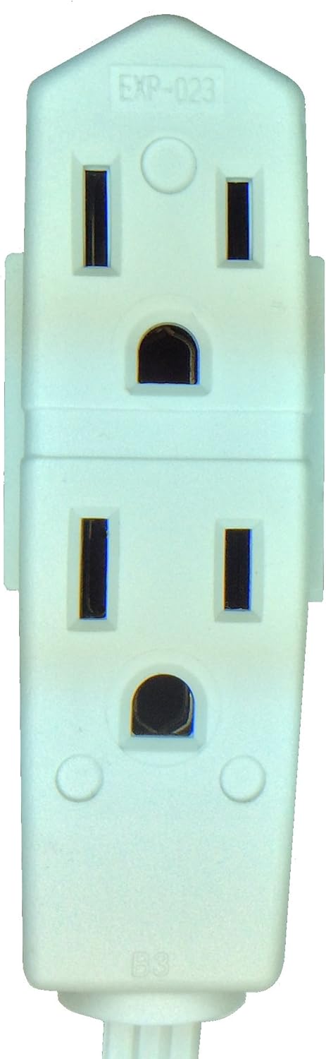 Webber White Low Profile Flat Plug Triple Extension Cord 9'. Webber CW43577