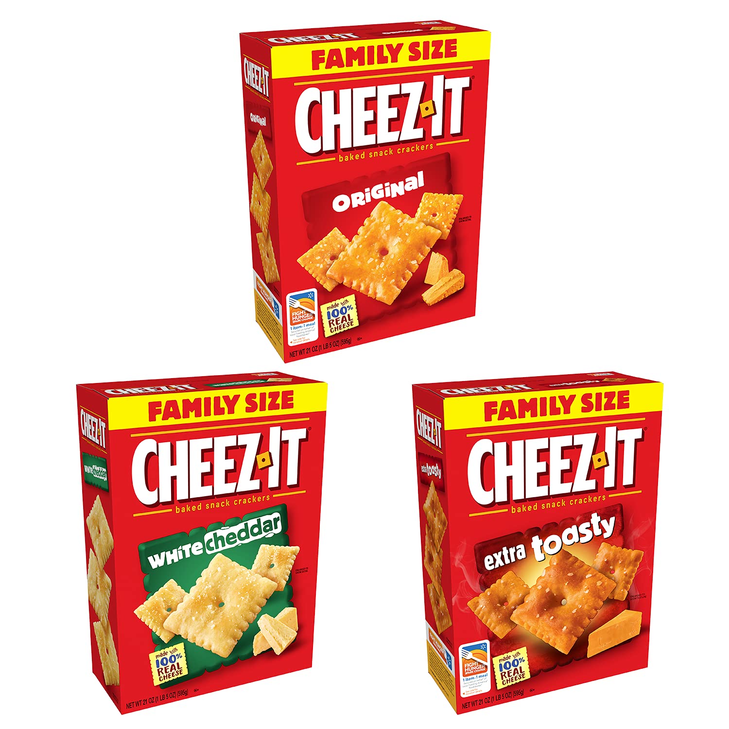 CheezIt Baked Snack Cheese Crackers, 3 Flavor Variety Pack, White