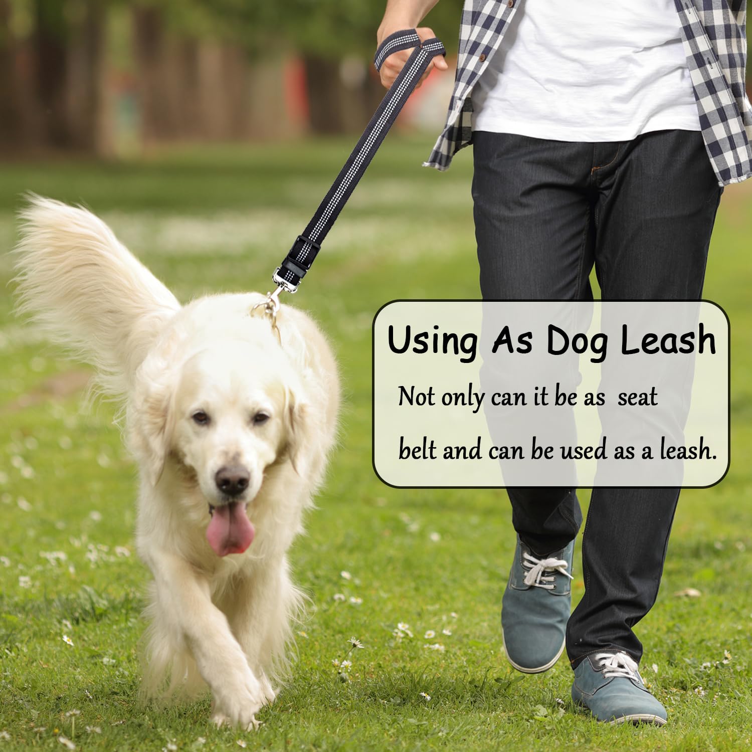 Lot de 2 ceintures de sécurité pour chien - Harnais de sécurité élastique réglable pour voiture - Laisse rembourrée élastique anti-chocs (noir)