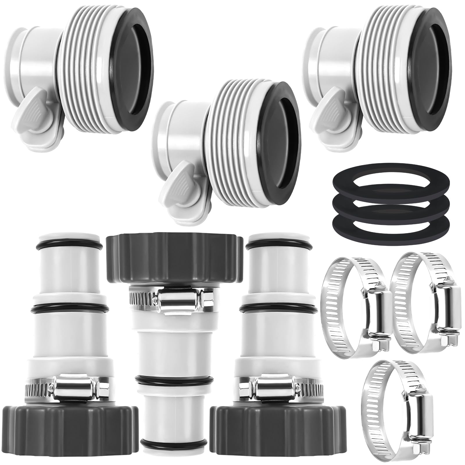 NOVWANG Pool Hose Adapter 6 Pack, Type A/B Pool Hose Connector for 1.5/1.25 Inch 2 Types Swimming Pool Adapters Hose for Filter Pumps Saltwater Systems Above Ground Swimming Pool Accessories
