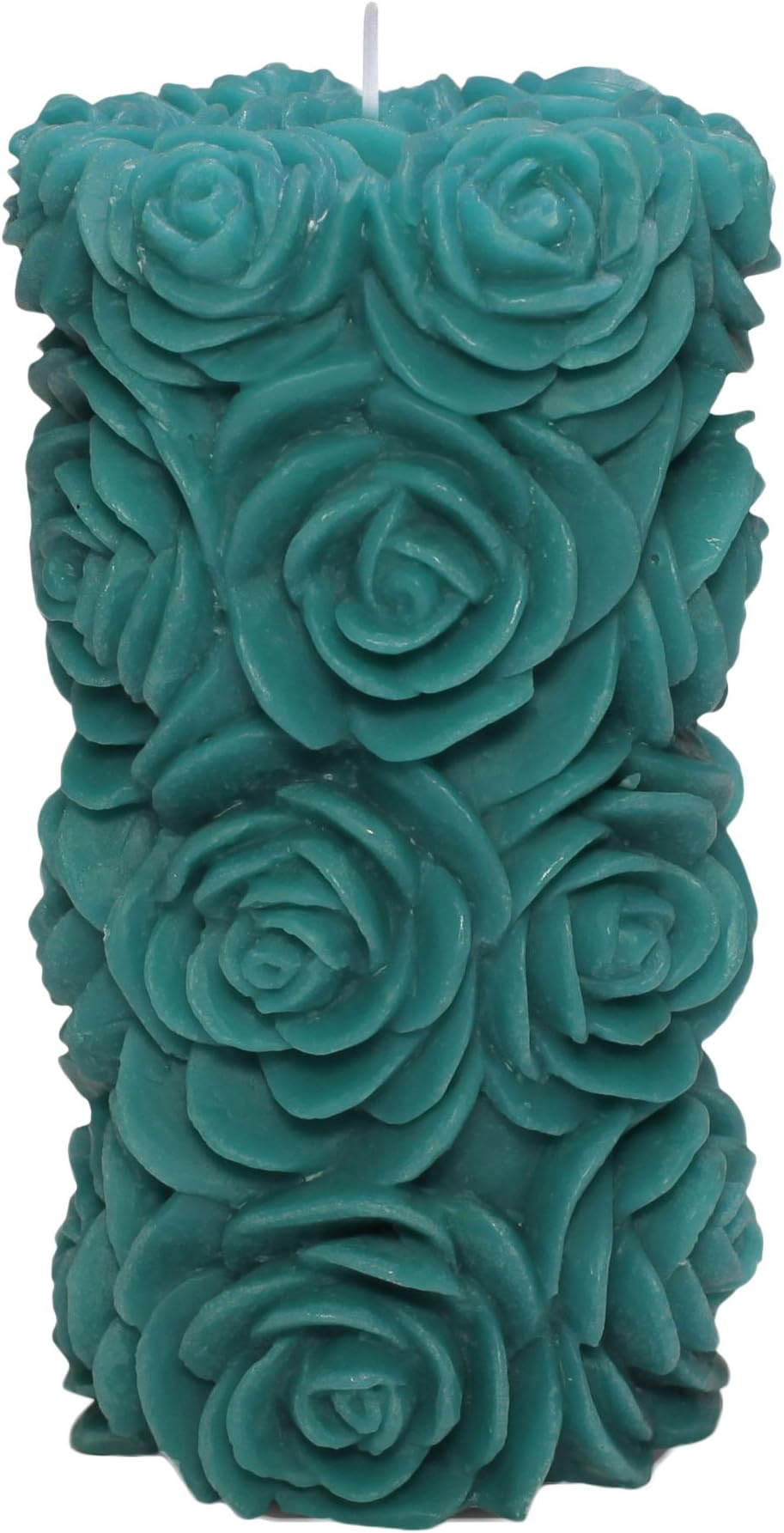 Medium Turquoise Flora Pillar Candle