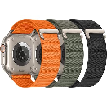 Pack of 3 Alpine Loop Compatible with Apple Watch Strap 45 mm 44 mm 46 mm 49 mm 42 mm for Men and Women Sport Loop Nylon Sports Strap with C-Hook for iWatch Ultra 3 2 SE Series 11 10 9 8 7 6 5 4 3 2 1