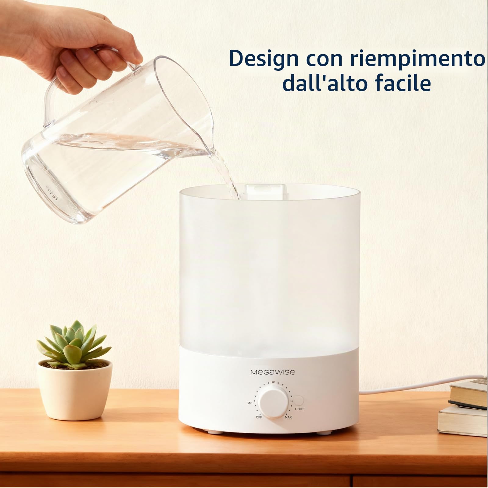 Umidificatori a nebbia fredda MegaWise da 3,5 l (confezione da 2) – Ultrasuoni silenziosi, riempimento dall'alto, diffusore di oli essenziali, spegnimento automatico, facile da pulire