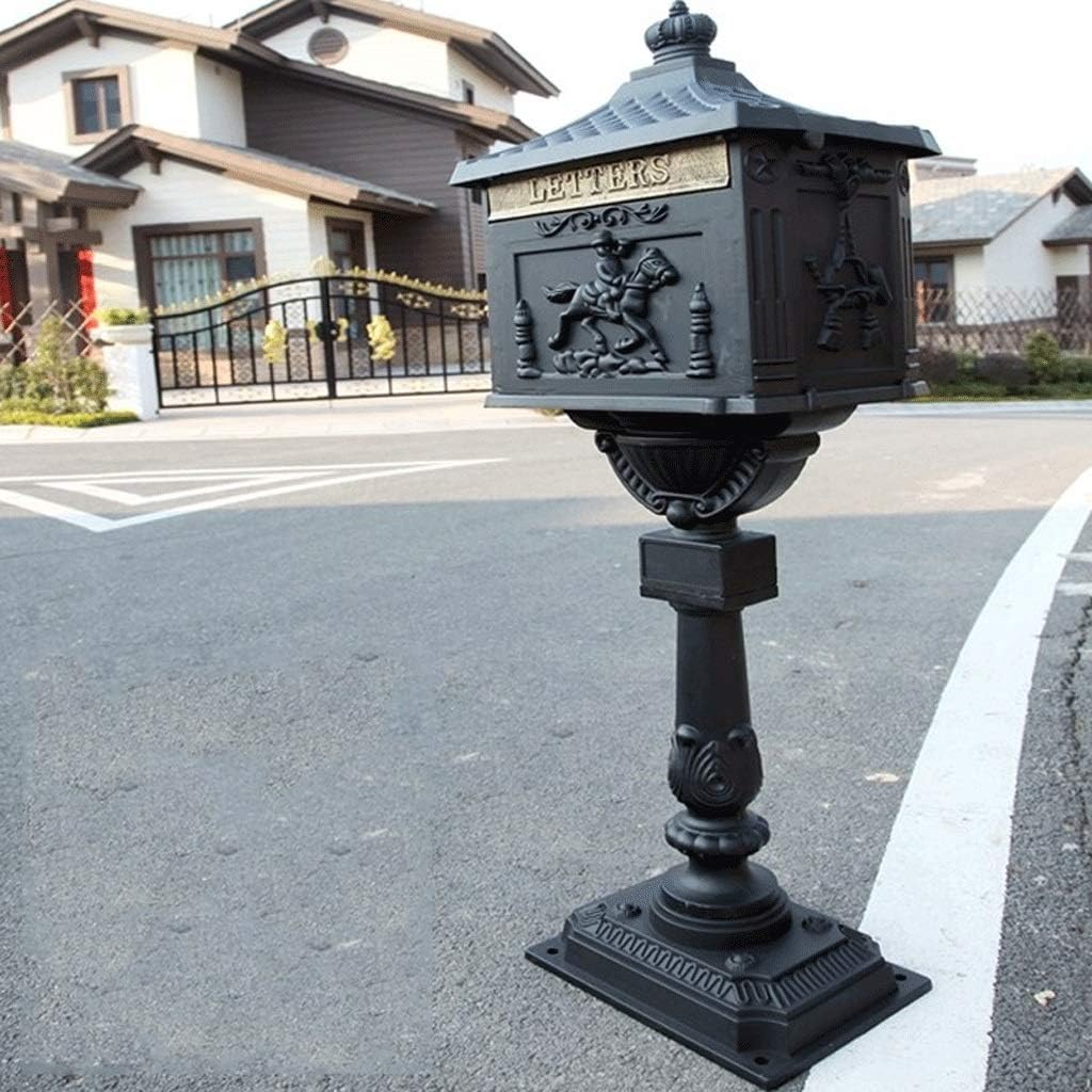 Upright Cast Iron Mailbox Postbox Mail Box Wall Mount Metal Post Letters Box Rustic Country Cast Iron Mail Box(D)